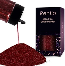 Renfio Ultra Fine Dark Wine Red Glitter Powder, 2.11 Oz (60g), 