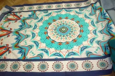 New Devi Designs TABLECLOTH Peacock Boho CoLorFul Cotton  60 x 120" India