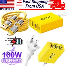 160W 7-Port USB C Fast Wall Charger Block Charging Station for Multiple Devices