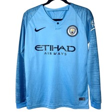 Manchester City Nike 2018/2019 Home Replica Long Sleeve Jersey Blue Youth Large