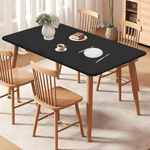 Table Cloth Rectangle Table - Elastic Fitted Fabric Black Tablecloth Fits for