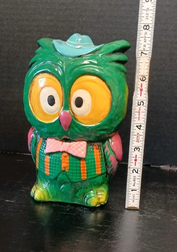 Vintage Mid Century 60s Napcoware Kitschy Owl Chalkware Piggy Bank Japan 7.5" - Picture 9 of 10