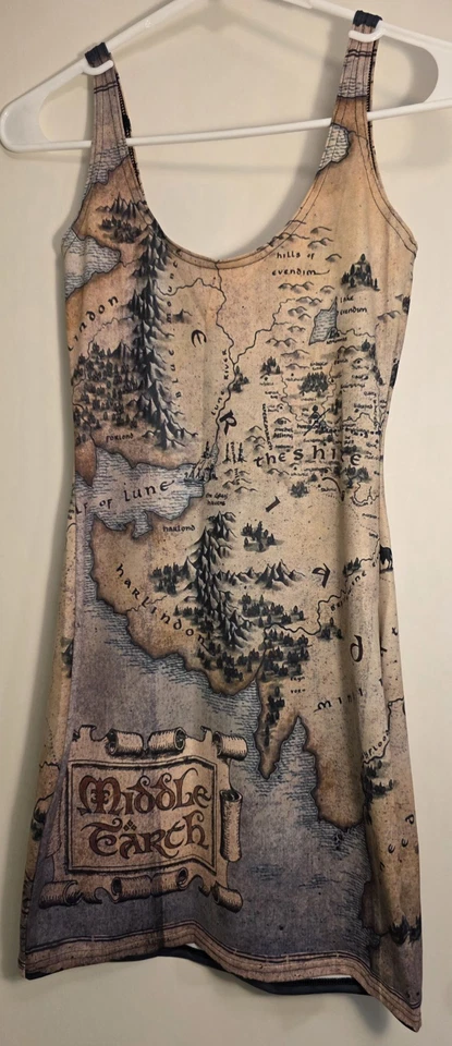 Vestido Bodycon BlackMilk Mapa da Terra Média Hobbit Senhor dos Anéis, Tamanho Pequeno - Imagem 3 de 4