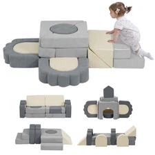 13 Pieces Foam Climbing Blocks for Toddlers 1-3|Kids Floral Soft Play Climbin...