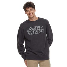 Star Wars Men's Long-Sleeve Crew Fleece Sweatshirt Charcoal Black, Medium, M 