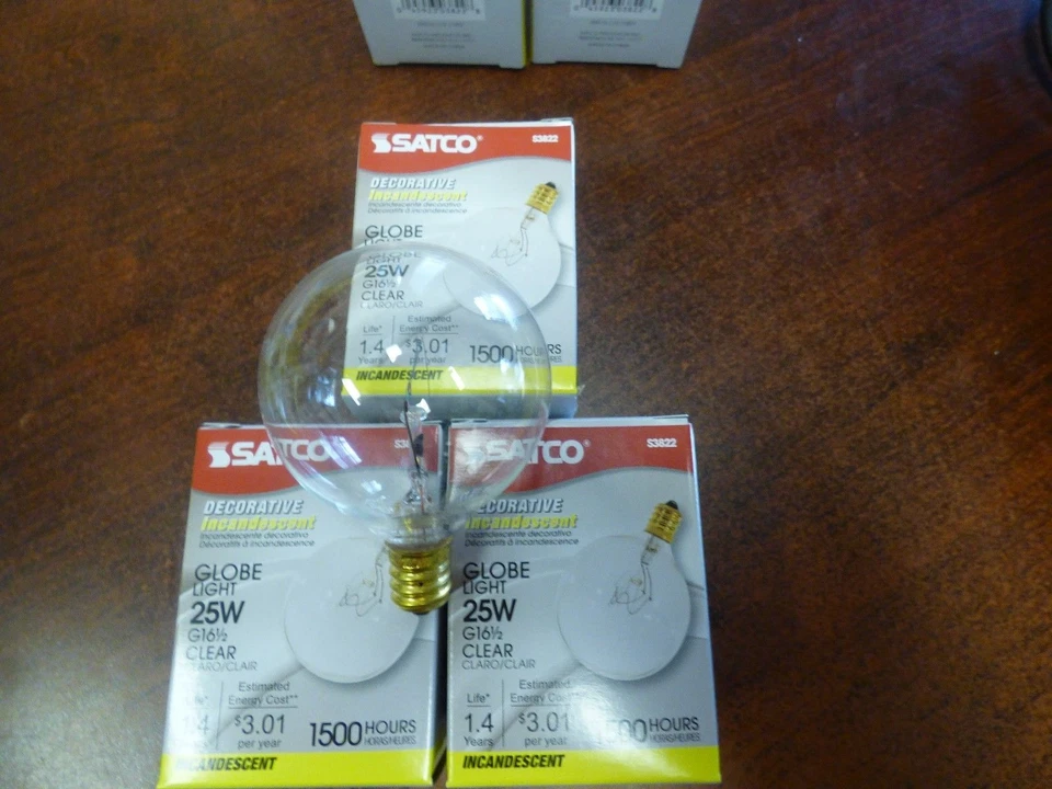 3 THREE SATCO 25 watt Light Bulbs Fits Full Size Scentsy Warmers FREE SHIP