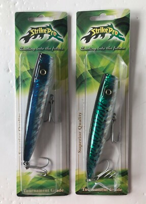 STRIKE PRO Cigar Darter Popper 5 1/8'' 1 3/8 oz. (2 lures) Blue & Green Mack