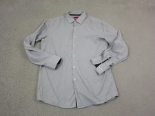 Hugo Boss Shirt Adult 16.5 Large Gray White Stripe Sharp Fit Button Up Mens