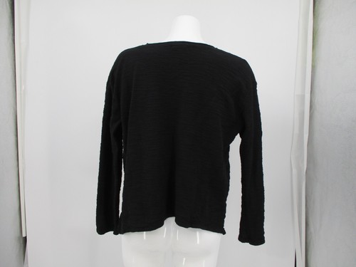 Anthropologie T.la Top Women's Petite Medium Black Long sleeve Knit Cotton Slit - Picture 4 of 18