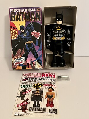 Batman Billiken Shokai Mechanical Wind-Up Tin Toy Vintage with key
