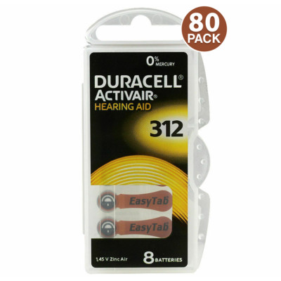 Duracell Size 312 Activair PR41 P312 Hearing Aid Batteries (80 Pack) | eBay