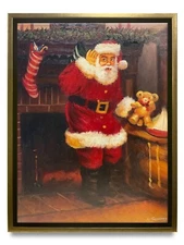 Hungryartist -Original Oil Painting of Santa on Canvas 12x16 Framed