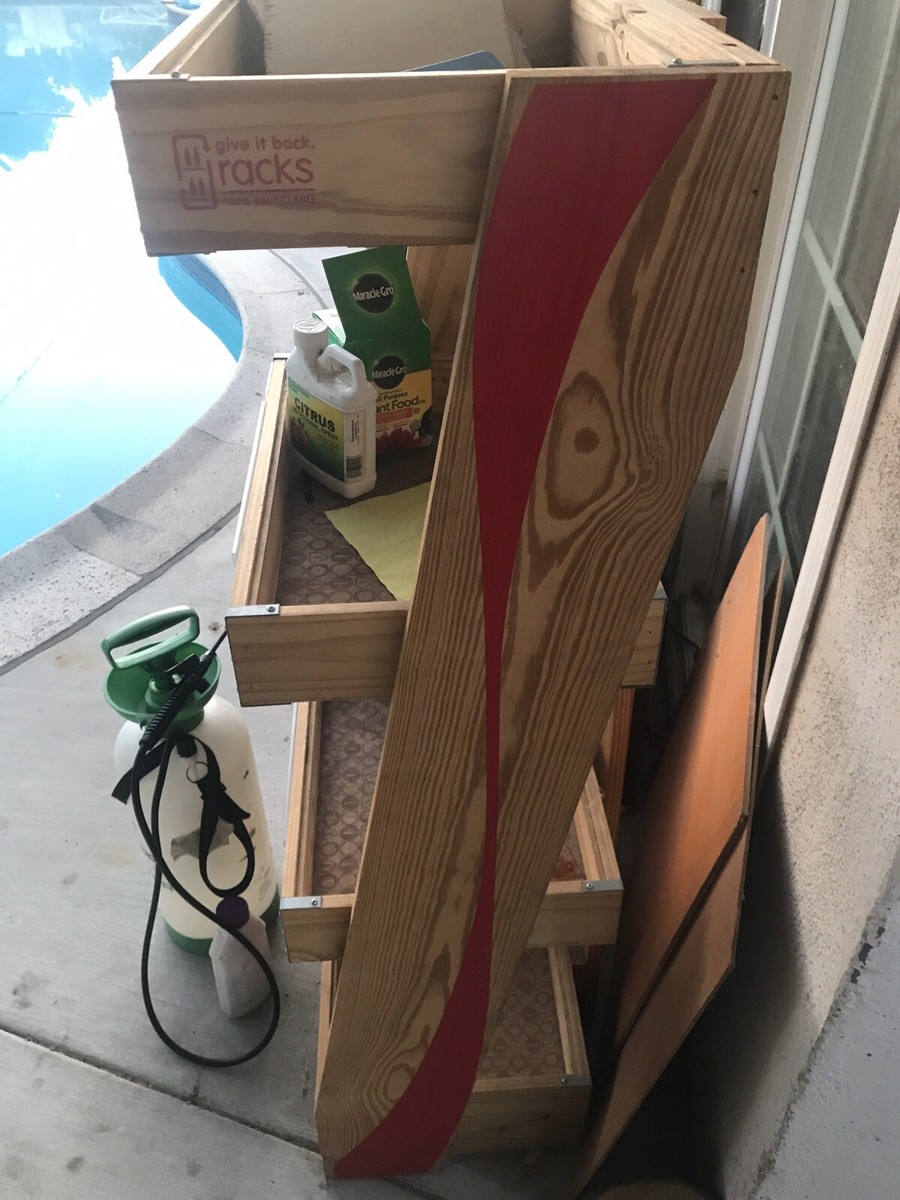 Coca Cola Coke 4 Tier Wooden Advertising Store Display Stand Rack