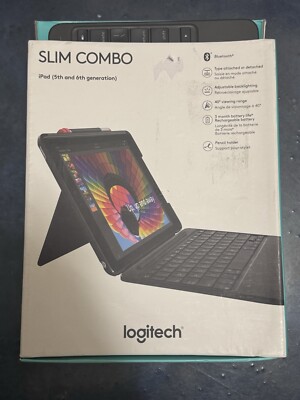 Logitech Slim Combo Case for iPad (5th & 6th Generation), Black