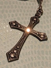 Women cross anchor chain 835 silver with marcasite length (48cm) for women