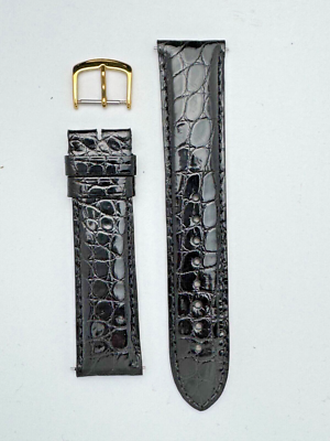 #ad 22mm Black Genuine Alligator Watch Band USA $44.95