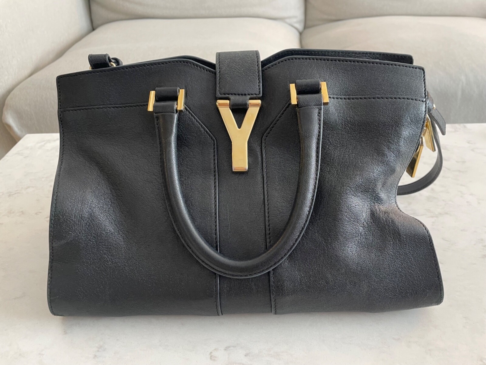 Borsa Chyc Saint Laurent nera (manico superiore e tracolla singola)