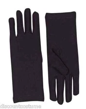 SHORT BLACK NYLON ADULT FEMALE DRESS GLOVES FLAPPER WEDDING FORMAL THEATRICAL
