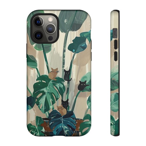 Phone-Ink iPhone, Pixel, Samsung Galaxy Case - Monstera Green Plant Cats - 第 77/191 張圖片