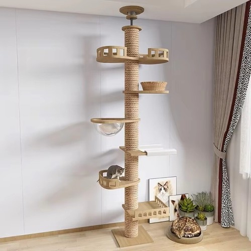 Cat Tree Floor To Ceiling Cat Tower with With Scratching Post - Picture 3 of 20