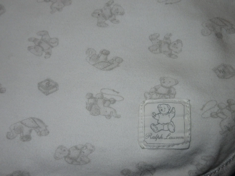 2 Mantas Bebé Ralph Lauren Gris con OSOS, BLOQUES, ELEFANTES Reversibles 24 x 34 Foto 2 de 3