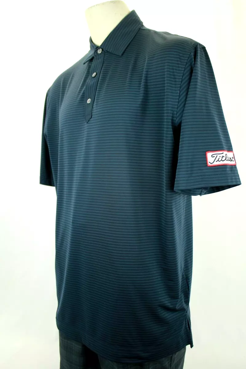 FOOTJOY TITLEIST PROFESSIONAL MEN S NAVY BLUE STRIPE GOLF SHIRT SIZE XL VGC