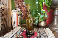 Vintage 1950s Large Virgin of Guadalupe Holy Water Glass Bottle Hand Blown