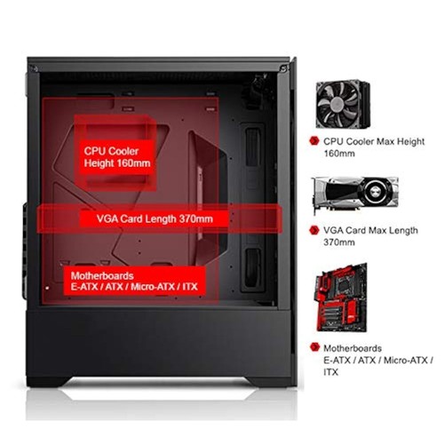 b-Voguish Gaming PC Case Tempered Glass USB3.0 Supports E-ATX ATX mATX ITX - Afbeelding 6 van 17