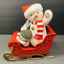 WORKS Hallmark 2016 Jingle Pals Snowman Twinkling Sleigh Ride sound Light Motion