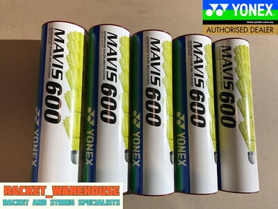 5 TUBES YONEX MAVIS 600 BADMINTON SHUTTLES YELLOW SHUTTLECOCKS RED FAST JAPAN