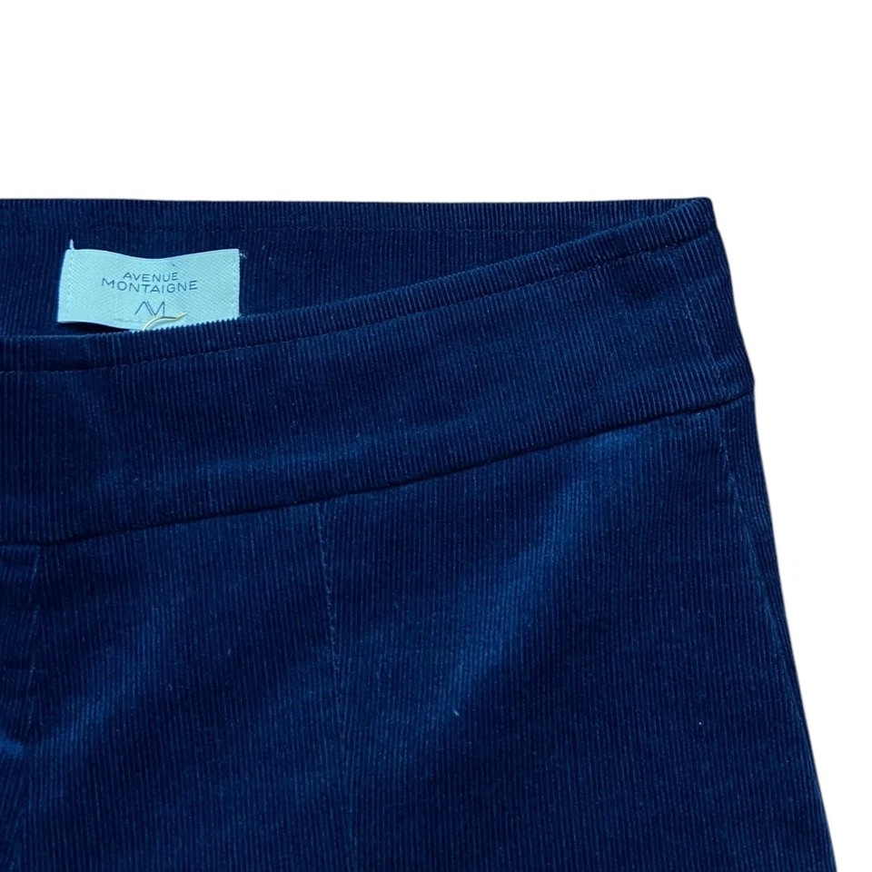 Avenue Montaigne Navy Blue Max Fine Front Split Corduroy Stretch Pants Size 8 - Image 4 of 4