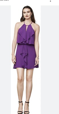 bcbg purple ruffle dress $228 BCBG MAXAZRIA Dress Ruffle Purple Sz M