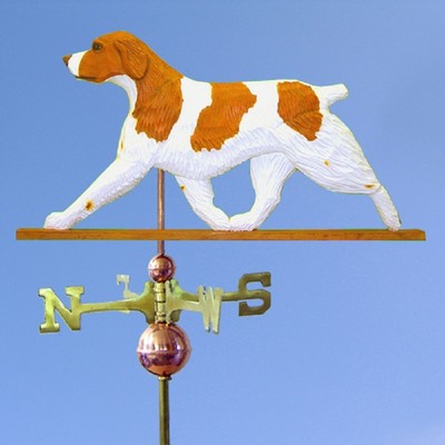 Brittany Spaniel Handgeschnitzter Handbemalter Basswood Hund Wetterfahne Orange