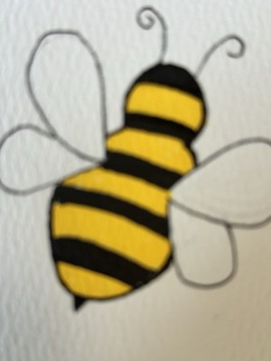 Original Drawing Bee Acrylic Markers 2.5x3.5in Mini Art ACEO/ ATC Card