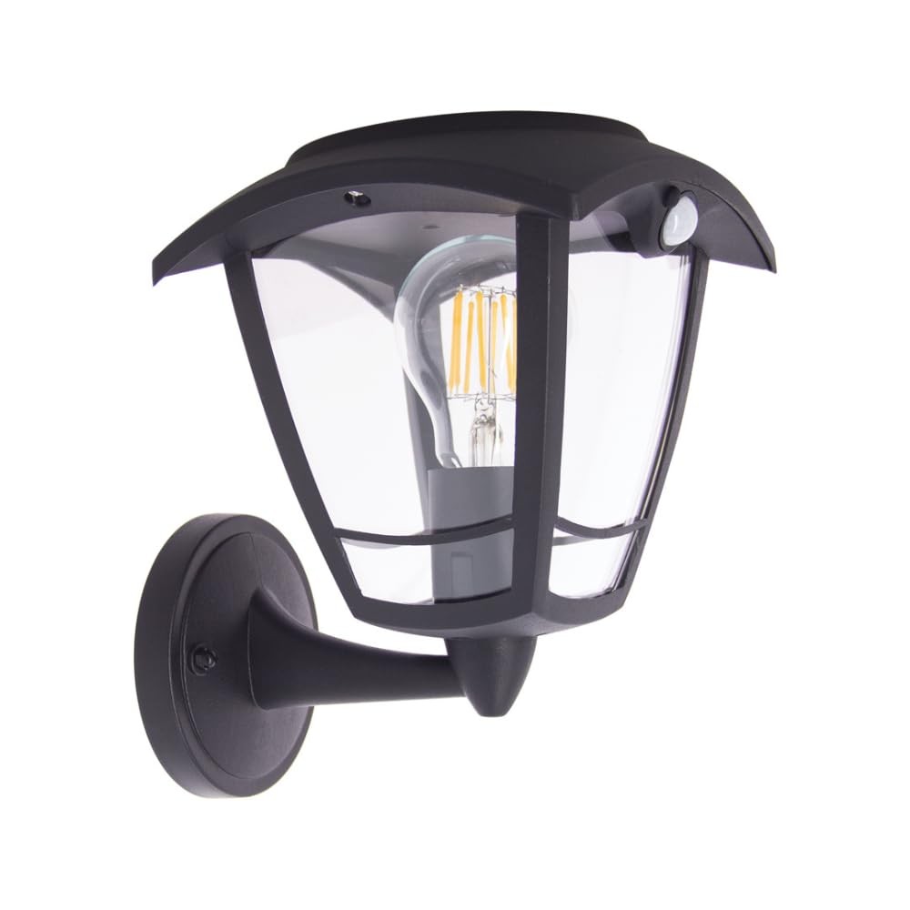 Applique Murale Solaire Rétro Noire LED Extérieur Détecteur de Mouvement IP44