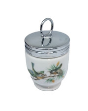 Vintage Royal Worcester England Egg Coddler Cup Large 4 inch Wren & Finch Birds