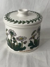 Portmeirion Botanic Garden Ceramic Covered Sugar Bowl Drum Shape Daisy