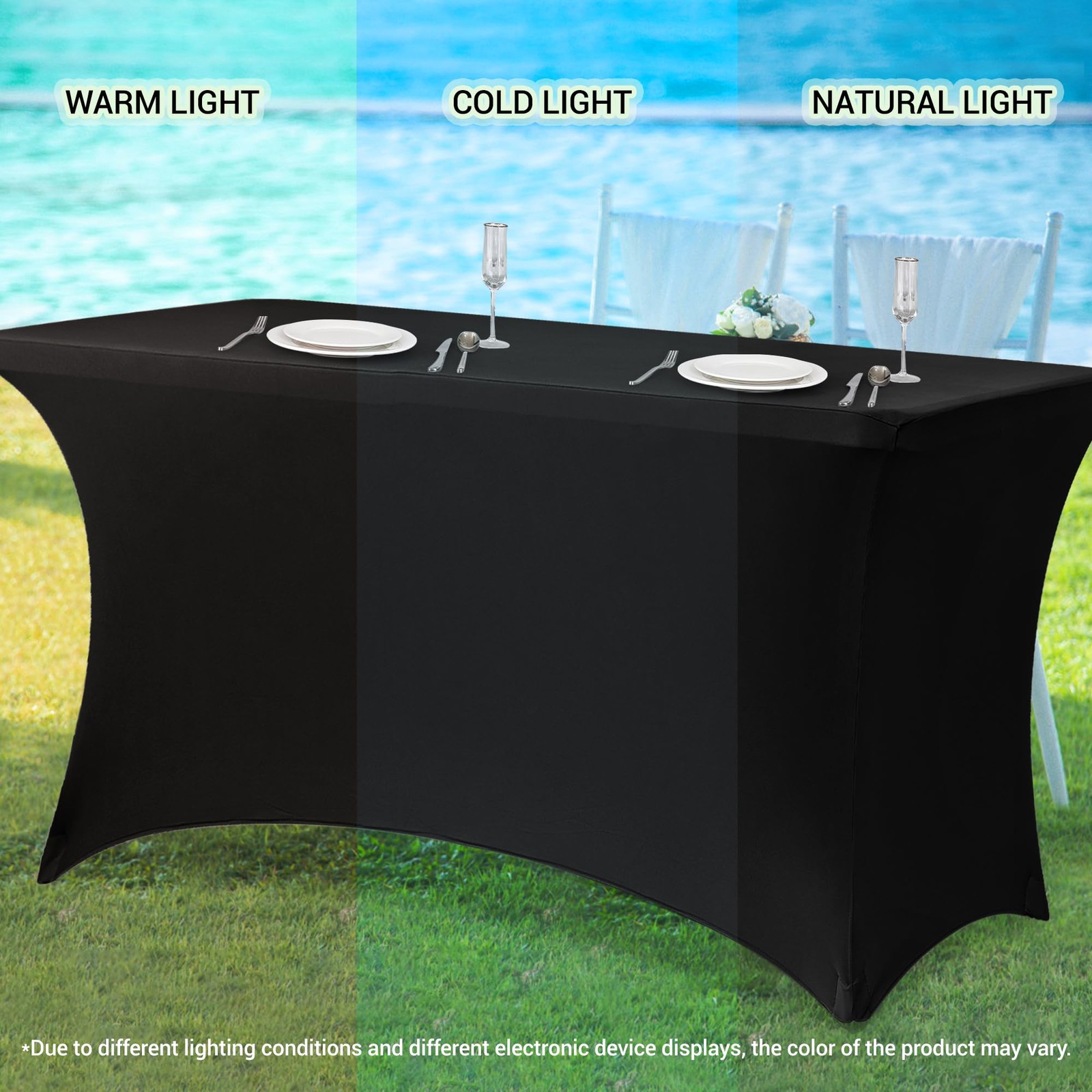 Obstal 6 Pack Stretch Spandex Table Covers 6ft Fitted Tablecloths for Wedding...