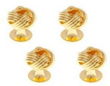 David Van Hagen Mens Woven Knot Dress Studs - Gold