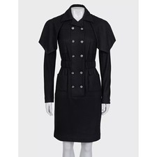NWOT Chanel Black Double-Breasted Belted Dress - FR 36