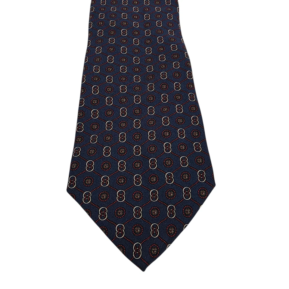 Corbata Paolo Gucci Para Hombres Azul Marino Talla Única Tejida Seda Clásica Diseñador Moda Foto 2 de 4