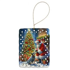 Australian Cattle Dog and Santa Claus Christmas Porcelain Ornament DAC4059CO2