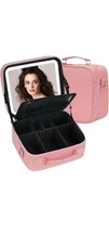 Travel Makeup Bag with LED Lighted Make up Case with Mirror Cosmetic  Organizer