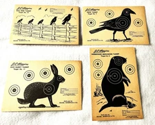 1960’s Original J.C. Higgins Sears Roebuck 4 Unique Paper Practice Targets (T34)