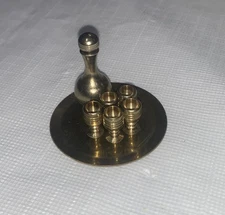 Concord Miniatures Brass Wine Goblet & Decanter Set