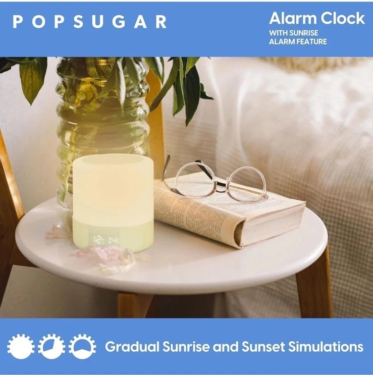 New POPSUGAR Sunrise Alarm Clock Sage Green White Sunlight Lamp Sound Machine - Image 4 of 4