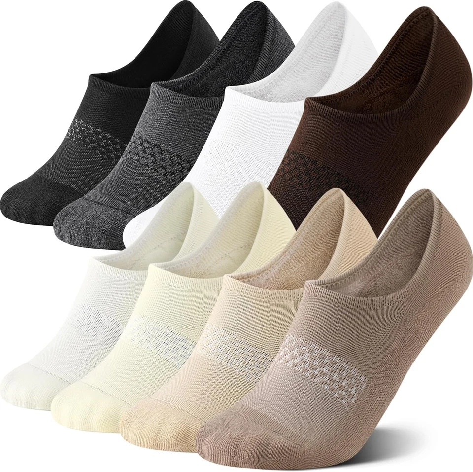 Meias 4/8 pares não mostradas atléticas acolchoadas tornozelo corte baixo invisível antiderrapante meias - Imagem 3 de 4