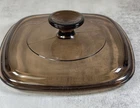 Pyrex Replacement Square Amber Glass Lid A-7-C Corning Brown 7" Vintage