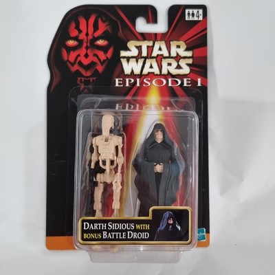STAR WARS Episode I DARTH SIDIOUS + BATTLE DROID (2-Pack) MOC Hasbro +Star Case