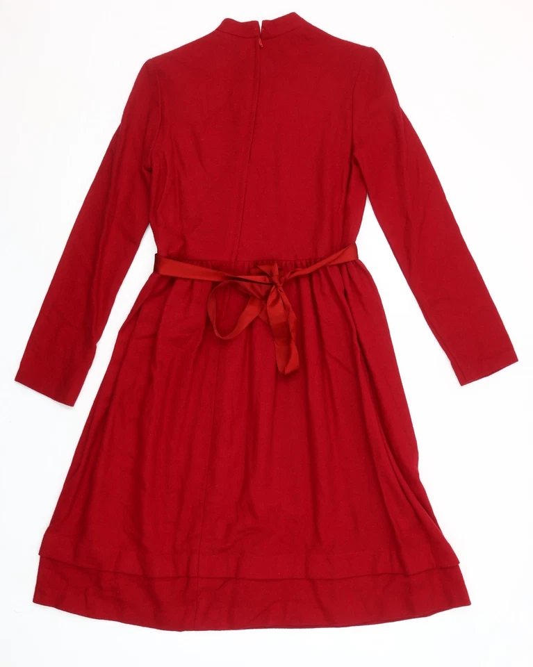 Saints Women's Red Wool Fit & Flare Knee Length Dress Size 10 Petite - Image 3 of 4